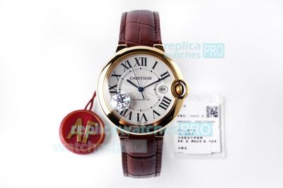 Swiss Replica Cartier Ballon Bleu Automatic White Dial Yellow Gold Watch 42MM